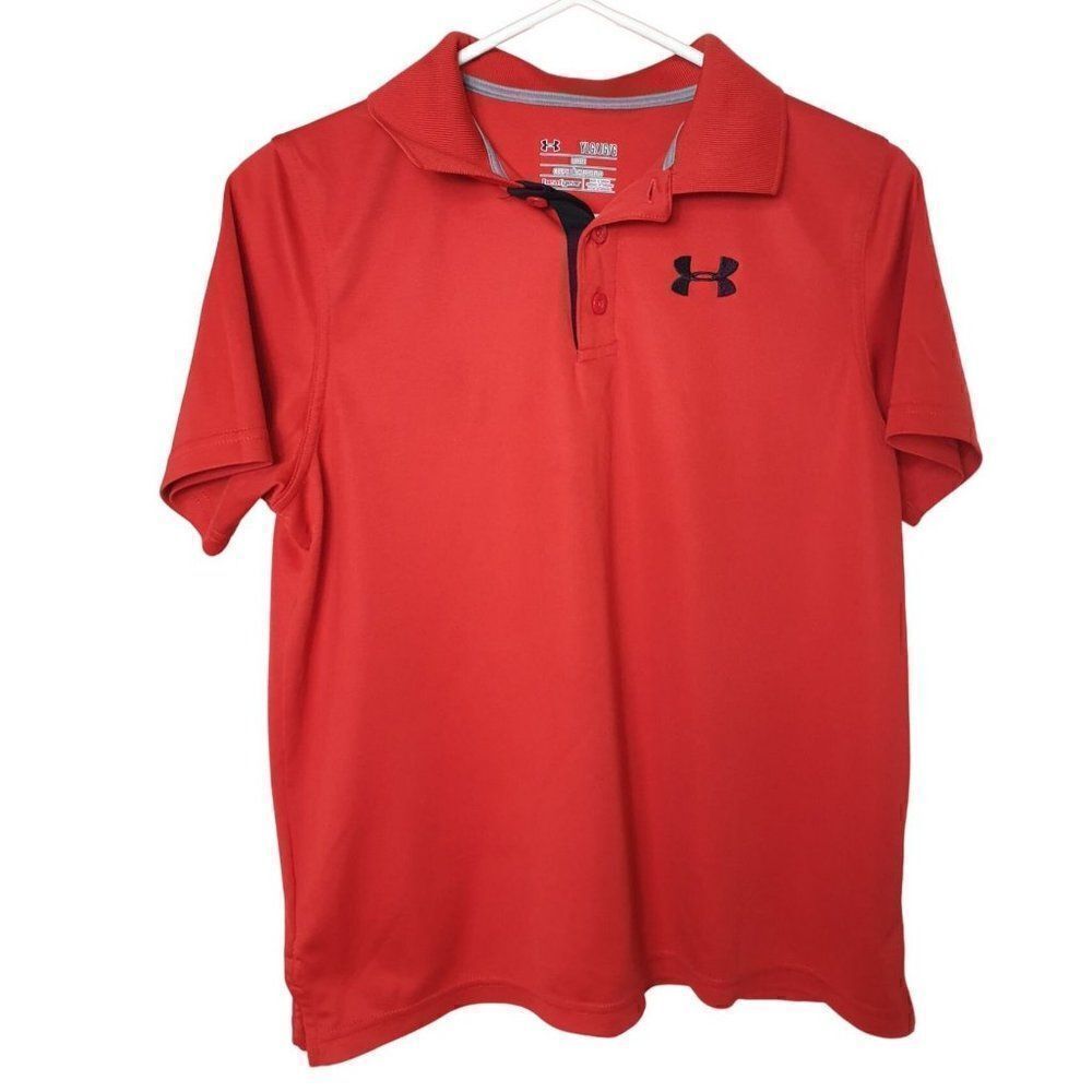 Under Armour Boys UA Polo Short Sleeve Loose Fit HeatGear Collar Top Large NWOT